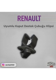 Resim Autopit 3d Renault Uyumlu Kaput Destek Çubuğu Klipsi Kaput Klipsi 