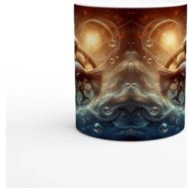 Resim Balık Burcu Baskılı Kahve Kupası - Zamanın Çarkları Astroloji Mekanizması Vs1 