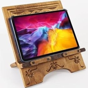 Resim Ahşap Oymalı Masa Üstü Tablet Tutucu Rahle 