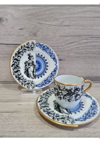 Resim Konyax Artemis 4 Parça 2 Kişilik Porselen Türk Kahvesi Fincan Takımı Çok Renkli 