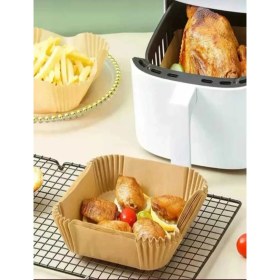 Resim Air Fryer Pişirme Kağıdı Yağlı Kağıt Kare Kraft 16CM Kare Lüx Pişirme Kağıdı 50 Adet 