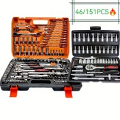 Resim 46/151 adet Yüksek Torklu Krom Vanadyum Çelik Otomotiv Tamir Aracı Seti - Ultra Taşınabilir Anahtar Seti, Soketler, Tornavida ve Pense ile Araba, Bisiklet ve Motosiklet Tamiri için, Şarj Edilemeyen, El Aletleri ile Araba Tamiri için 
