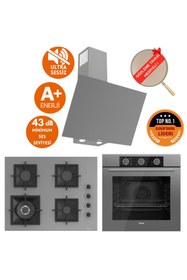 Resim Ferre FryArt&SilentArt EVMA/ Sessiz Antrasit Gri Ankastre Set (D079-SA + QXE62CPR + SC408-WFA wok) 