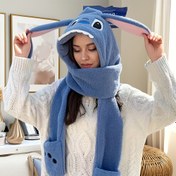 Resim Stitch 3-In-1 Peluş Aksesuar Seti Genç Kızlar İçin - Rahat Uzay Kulakları Şapka, Eşarp, Eldivenler Stitch'S Yüzü ve Pençeler ile | Hafif, Örgü Kumaş, Sonbahar/Kış İçin Mükemmel | Doğum Günleri, Noel, Cadılar Bayramı, Yeni Yıl, Anneler Günü, Sevimli Şapka İçin İdeal Hediye 