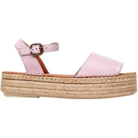 Resim BUENO Shoes Pembe Deri Kadın Dolgu Topuklu Espadril Sandalet 01wq3515 