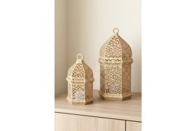 Resim Özbience Islami Motifli Ramazan Feneri, Işıklı Mumluk ve Masa Üzeri Dekorasyonu 