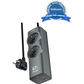 Resim 67W Hızlı Şarjlı Akıllı Çoklu Priz - 2000W Güç, 2 Usb-C + 2 Usb-A Çıkışlı, Telefon & Laptop Uyumlu 