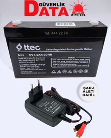 Resim Ttec 6v 7ah 20hr Bakımsız Kuru Akü 6 Volt 7 Amper (2022üretim) + Akü Şarj Aleti 