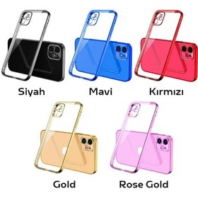 Resim Apple Uyumlu iPhone 12 6.1Inç Renkli Kenar Seffaf Kilif Kamera Korumali Kilif 122727625 - Renk / Gold 