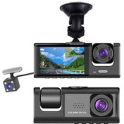 Resim 1080p Dvr Dash Kamera Araç Araba Ön & İç & Arka Kamera Sürüş Kaydedici 2 İnç Ekran Dash Kam 