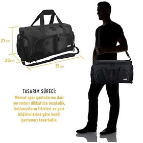 Resim Haegs Spor Çantası, 10 Cepli, Ayakkabı Bölmeli, Dayanıklı Unisex Bay Bayan Seyahat Çantası Siyah 