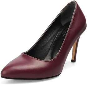 Resim Mio Gusto Elora Hakiki Deri Bordo Stiletto 