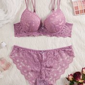 Resim Kadınlar için Çiçekli Dantel Katmanlı Sütyen ve Üçgen Düşük Bel Külot Takımı - Şık, Rahat ve Seksi 