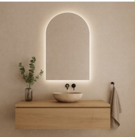 Resim 55x124 Cm Modern 6500k Led Beyaz Işıklı Kemer Banyo Aynası Arkadan Aydınlatmalı Arch Ayna, Minimalist Ve Şık Banyo Dekoru Beyaz 