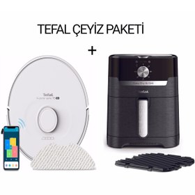 Resim TEFAL Mop Özellikli Akıllı Robot Süpürge Beyaz + Fritöz Airfryer Hava Ile Kızartma & Izgara 