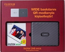 Resim İnstax Wide Link Gri Akıllı Telefon Yazıcısı Ve 20'li Film 