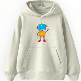 Resim Robot - Çocuk Hoodie - Ekru / 3-4 