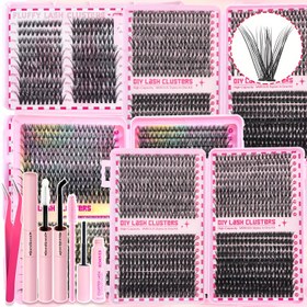 Resim 600 & 800 Adet Kirpik Demeti Kit – D Kıvrım 9-16mm Doğal Hacimli Tekli Takma Kirpikler, Yapıştırıcı, Cımbız ve Fırça ile Evde Kullanım İçin Süper Set 