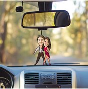 Resim Ejoya Kişiye Özel Fotoğraflı Sen ve Ben Karikatür Araba Dikiz Ayna Süsü 114957 