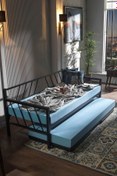 Resim Unimet Glory Yavrulu Daybed Tek-çift Kişilik Sedir Metal Karyola Yatak Seti Siyah 