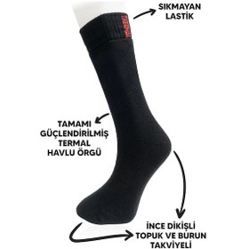 Resim Hitit Socks Erkek 3 Çift Termal Kayak Kışlık Havlu Çorap Siyah 