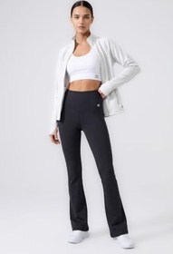 Resim TOMMY LIFE TOMMYLIFE Siyah Esnek Yüksek Bel Spor Performans İspanyol Paça Tayt, T19BY-94686 