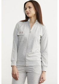 Resim Fermuarlı Jogger Eşofman Takım - Gri 001 