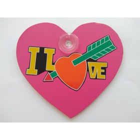 Resim DNZSM DEKOR PLAKA PEMBE - I LOVE (16x14,5cm) vantuzlu Pleksi Dekor Levha PEMBE PLAKA 
