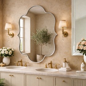 Resim Kazablanka Asimetrik Duvar Aynası - 150 x 90 Cm / Beyaz / Gün Işığı LED 