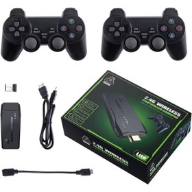 Resim TezMax 2.4GhZ Kablosuz Çift Kol Retro Oyunlar 4k Full HD Tv Game Stick 20000 Oyun Konsolu Atari 