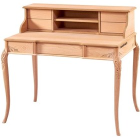 Resim Masifart Brooke İpek Oymalı 110 Cm Raflı Çalışma Masası Cilasız Ahşap 