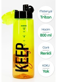 Resim Su Matarası Tritan Geniş Ağız Su Şişesi Grafiti Spor Matarası Suluğu Bpasız 800 Ml Sarı 0104 