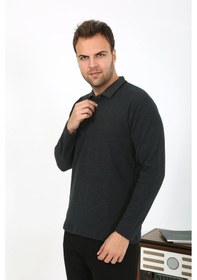 Resim Akbeniz Erkek Polo Yaka Uzun Kol Penye Pijama Takımı Antrasit 6865 Antrasit 