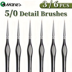 Resim Marie'S 00000 İnce Uçlu Boya Fırçası Seti, Akrilik, Mini Detay, 3/6 adet Üçgen Saplı İnce Ekstra İnce Boya Fırçaları, Su Temizleme, El Sanatları, Modeller, Mini Figür, Yumurta, Taş Sanatı Boyama, Çizim, Sanatçılar ve Hobiçiler için Harika 