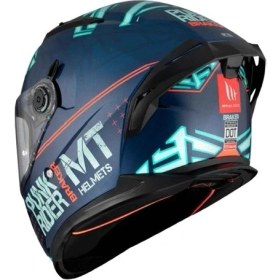 Resim Mt Helmets Braker Sv Punk Rider C7 Gloss Motosiklet Kaskı Parlak Mavi - Beyaz 