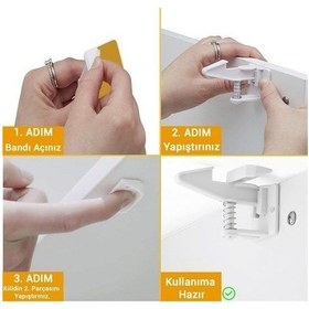 Resim Bucuks Bebek Çocuk Güvenliği Korumalı Yapışkan Çekmece Ve Dolap İçin Tutucu Gizli Güvenlik Kilidi 