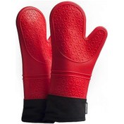 Resim Profesyonel Sıcak Fırın Eldivenleri, Silikon Tencere Tutucular, 1 Çift Isıya Dayanıklı Fırın Eldiveni, Uzun Eldivenler 