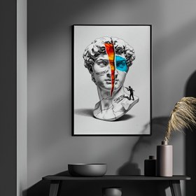Resim Precision & Sketch - Surreal David Bust Wall Art Print - Wooden Frame - Natural / 8,3 x 11,7" (21x30) 