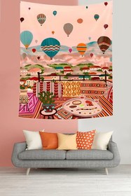 Resim Pelangi Kapadokya Leke Tutmaz Kumaş Duvar Örtüsü Duvar Halısı Tapestry PNTR289, 35 x 50 
