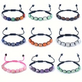 Resim Boho Vintage Tarzı Doğal Taşlı Kolye Bileklik, Hasır Halat Bileklik, Günlük ve Banket Aksesuarı, Tüm Mevsimler, Çoklu Renkler 