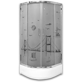 Resim ÖZELDUS Özelduş 90*90 Cm Desenli Oval Cam Duşakabin Teknesiz 