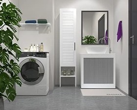 Resim BNY130-Beyaz Panjur Kapaklı Metal Ayaklı Banyo Dolabı 