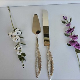 Resim MaviDamla 2 PARÇA PASTA SERVİS SETİ TÜY MODEL GÜMÜŞ 