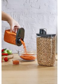 Resim İronika 6'lı Silikon Kapaklı Ölçülü Saklama Erzak Bakliyat Kabı Kutusu Seti 2100 Ml Şeffaf 