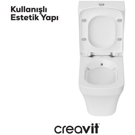 Resim Creavit Solo Rim-off Duroplast Yavaş Kapanan Klozet Kapaklı Beyaz Set 