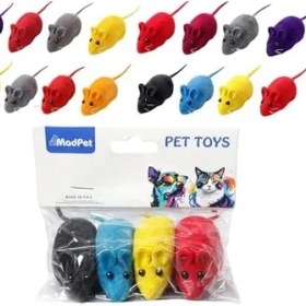 Resim Kedi Oyuncağı Sesli Fare - Basınca Ses Çıkaran Plastik & Kumaş Oyuncak - Kediler Için Avcılık ve Zeka Oyunu - Karışık Renk - 4’lü Set (1 Paket) 