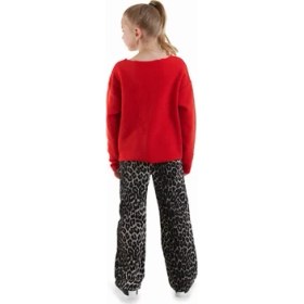 Resim Denokids Leopar Desenli Kız Çocuk Gabardin Pantolon Geniş Paça Casual 10 Yaş 