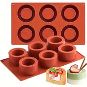 Resim 1 adet 6-Link Konkav-Konveks Yuvarlak Kupa Silikon Kalıp Puding Kek, Krem Sandviç Ekmek Kalıbı, Aromaterapi Mum Kalıbı 