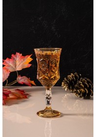 Resim Mest Serin 6 Adet Lüsterli Ayaklı Cam Kahve Yanı Su Bardağı Seti 210 Cc Bal Renk Bal Renk 