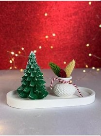 Resim Yılbaşı Çam Ağacı ve Mini Saksı Biblo Seti 